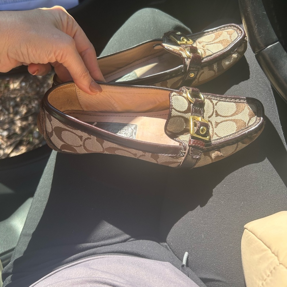 Coach Brown Leather Loafers with Gold Detailing